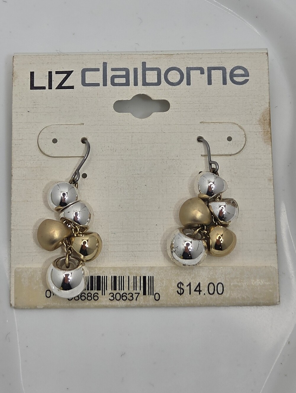 ✨ Liz Claiborne Two-Tone Silver & Gold Ball Cluster Drop Earrings NWT ✨
